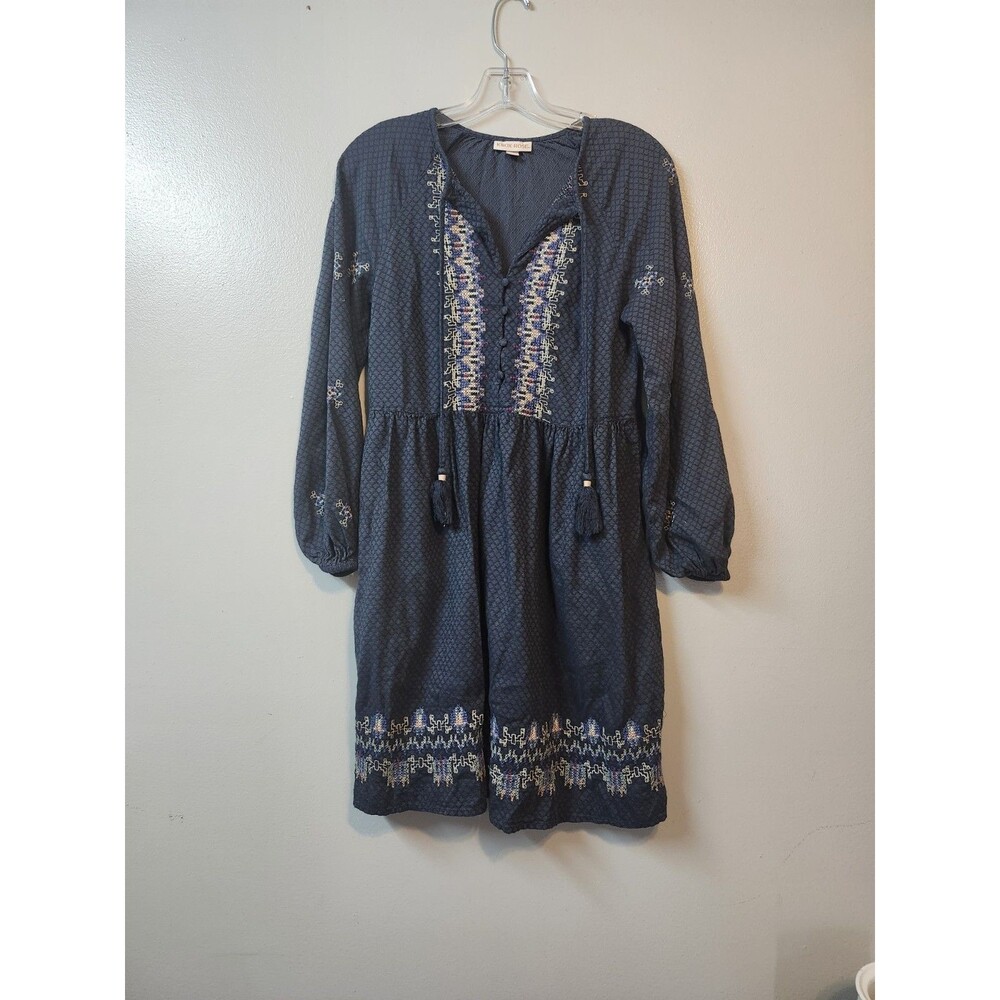 Knox Rose Embroidered 3/4 Ballon Sleeve Boho Flowy Dress Sz Small